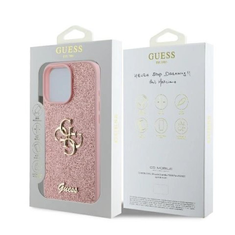 Etui Guess GUHCP16LHG4SGP Apple iPhone 16 Pro hardcase Fixed Glitter Big 4G różowy