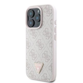 Etui Guess GUHCP16LP4TDPP Apple iPhone 16 Pro hardcase Leather 4G Triangle Strass MagSafe różowy