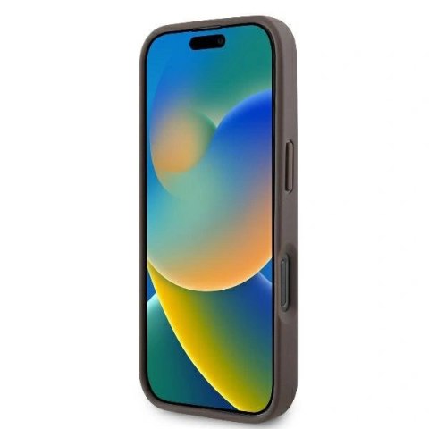 Etui na telefon iPhone 16 Pro Guess Skórzane z Logo Metalowym Brązowe