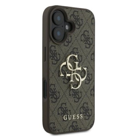 Etui na telefon iPhone 16 Plus Guess 4G Big Logo brązowe, stylowe ochraniacze