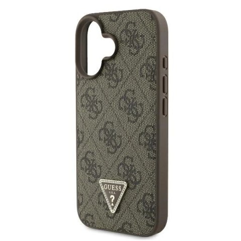 Etui na telefon iPhone 16 Plus Guess Leather MagSafe brązowe 4G Strass