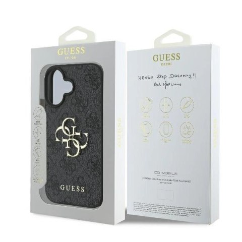 Etui na telefon iPhone 16 Guess 4G Big Logo czarne - styl i ochrona