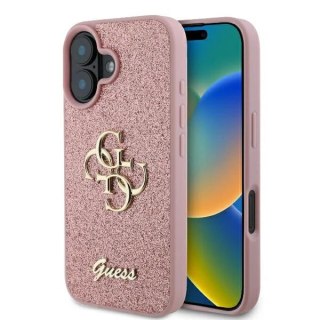 Etui iPhone 16 Guess Fixed Glitter Big 4G różowe