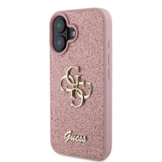 Etui iPhone 16 Guess Fixed Glitter Big 4G różowe