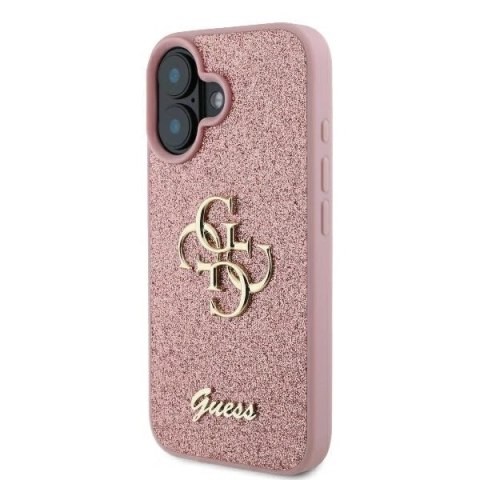 Etui na telefon iPhone 16 Guess Fixed Glitter Big 4G różowe