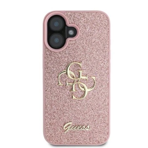 Etui na telefon iPhone 16 Guess Fixed Glitter Big 4G różowe