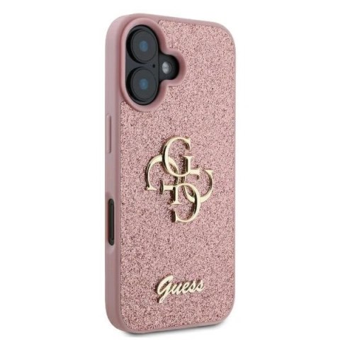 Etui na telefon iPhone 16 Guess Fixed Glitter Big 4G różowe