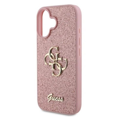 Etui na telefon iPhone 16 Guess Fixed Glitter Big 4G różowe