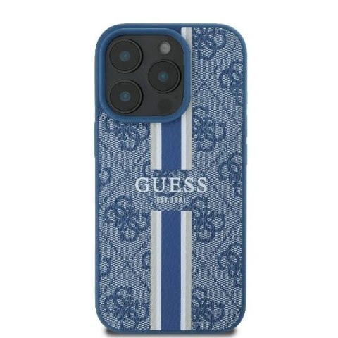 Etui na telefon iPhone 16 Pro Guess 4G MagSafe Niebieskie Stripes