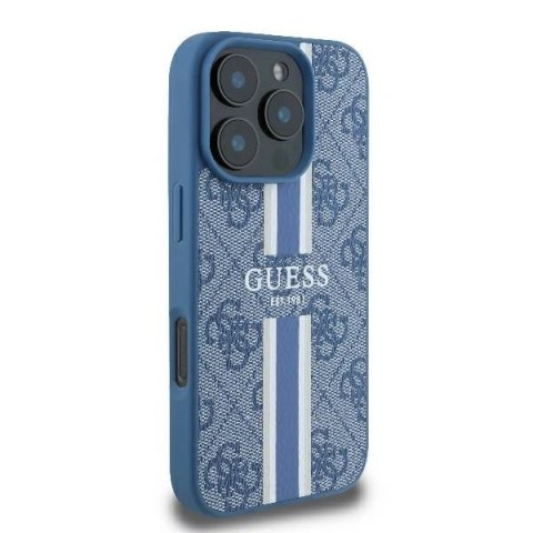 Etui na telefon iPhone 16 Pro Guess 4G MagSafe Niebieskie Stripes