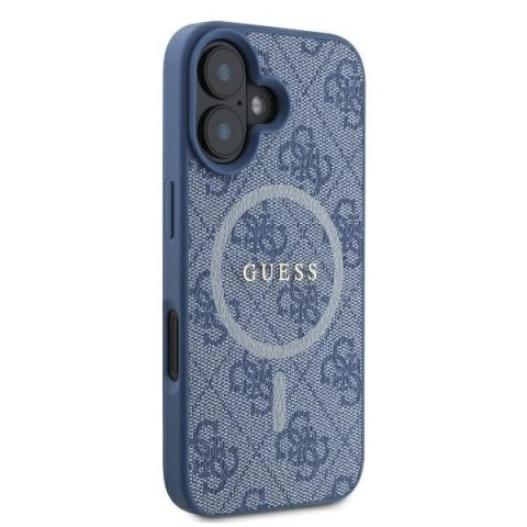 Etui na telefon iPhone 16 Guess 4G Ring MagSafe niebieskie