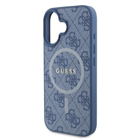 Etui na telefon iPhone 16 Guess 4G Ring MagSafe niebieskie