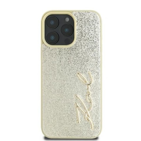 Etui na telefon iPhone 16 Pro Karl Lagerfeld złote hardcase Metal Signature