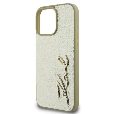 Etui na telefon iPhone 16 Pro Karl Lagerfeld złote hardcase Metal Signature