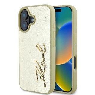 Etui iPhone 16 Karl Lagerfeld złote hardcase Metal Signature