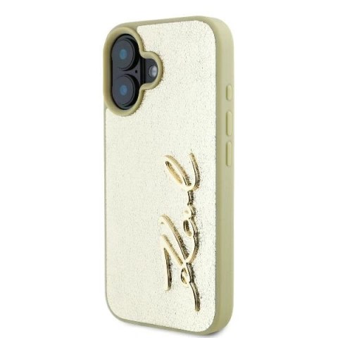 Etui na telefon iPhone 16 Karl Lagerfeld złote hardcase Metal Signature