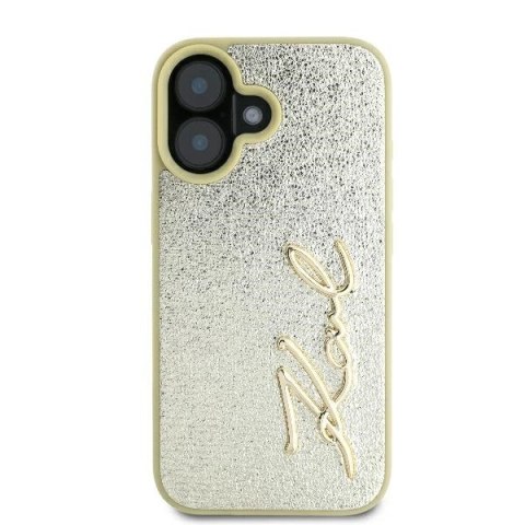 Etui na telefon iPhone 16 Karl Lagerfeld złote hardcase Metal Signature