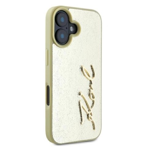 Etui na telefon iPhone 16 Karl Lagerfeld złote hardcase Metal Signature