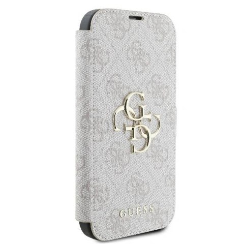 Etui na telefon iPhone 16 Pro Guess różowy book 4G Metal Logo