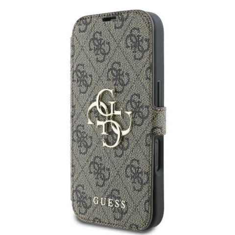 Etui na telefon iPhone 16 Plus Guess GUBKP16M4GMGBR brązowy book