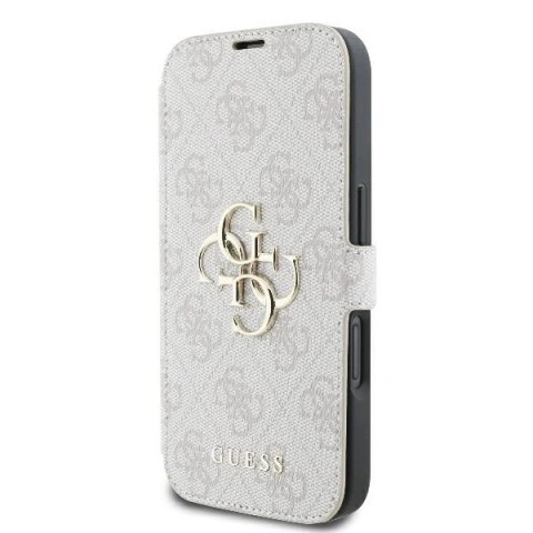 Etui na telefon iPhone 16 Plus Guess różowy book 4G Metal Logo