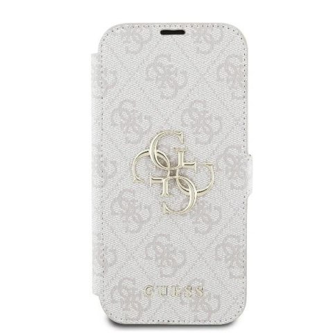 Etui na telefon iPhone 16 Plus Guess różowy book 4G Metal Logo