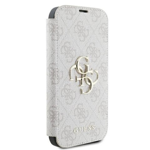 Etui na telefon iPhone 16 Plus Guess różowy book 4G Metal Logo