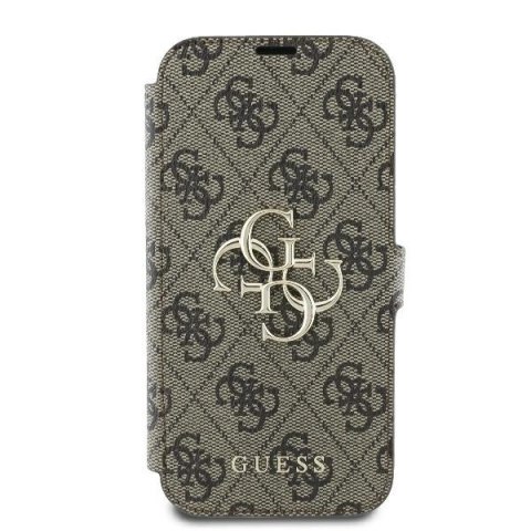 Etui na telefon iPhone 16 Guess GUBKP16S4GMGBR brązowy book 4G