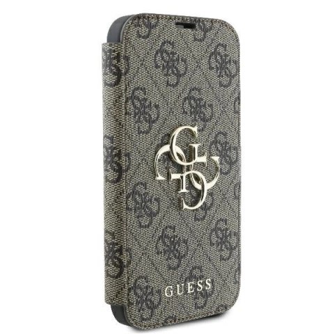 Etui na telefon iPhone 16 Guess GUBKP16S4GMGBR brązowy book 4G