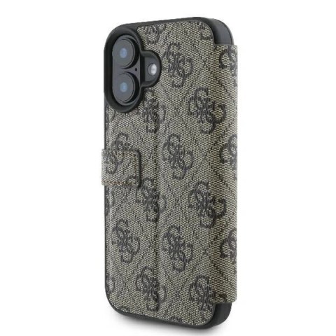 Etui na telefon iPhone 16 Guess GUBKP16S4GMGBR brązowy book 4G