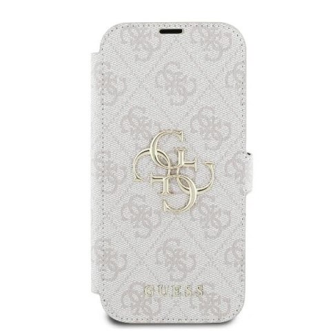 Etui na telefon iPhone 16 Pro Max Guess Book 4G Metal Logo różowy