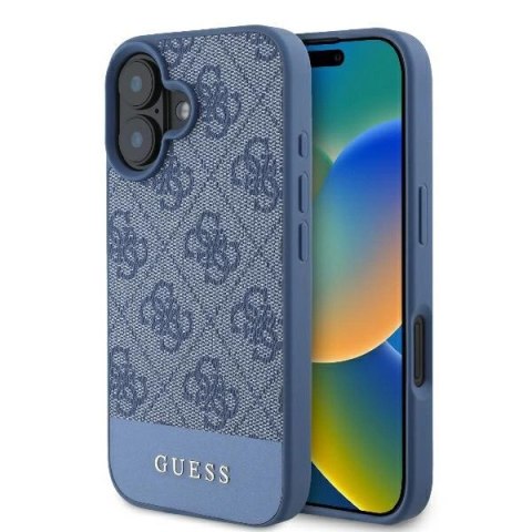 Etui na telefon iPhone 16 Guess 4G Bottom Stripe niebieskie