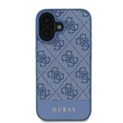 Etui na telefon iPhone 16 Guess 4G Bottom Stripe niebieskie