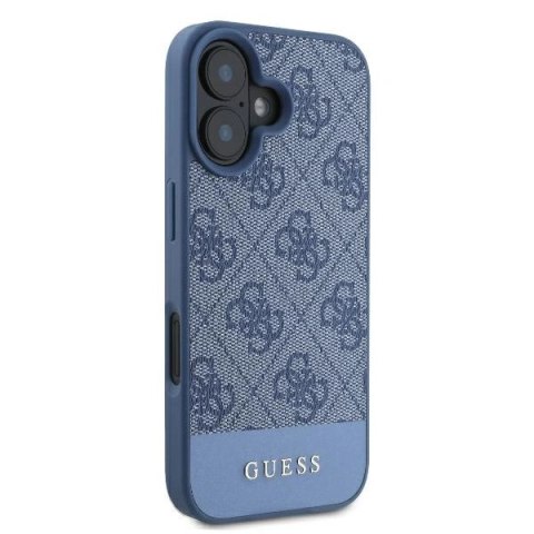 Etui na telefon iPhone 16 Guess 4G Bottom Stripe niebieskie