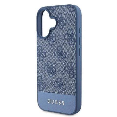 Etui na telefon iPhone 16 Guess 4G Bottom Stripe niebieskie