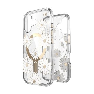 Etui iPhone 16 Speck Presidio Lux ClickLock & MagSafe Clear / Sunshine Daisies / złote