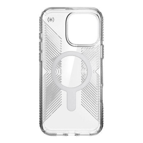 Etui iPhone 16 Pro Max Speck Presidio Perfect-Clear Grip ClickLock & MagSafe przezroczyste / Chrome Finish / Serene Silver