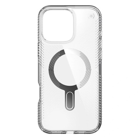 Etui iPhone 16 Pro Max Speck Presidio Perfect-Clear Grip ClickLock & MagSafe przezroczyste / Chrome Finish / Serene Silver