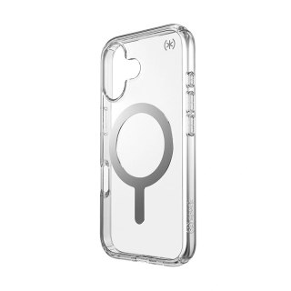 Etui iPhone 16 Speck Presidio Perfect-Clear MagSafe przezroczyste / wykończenie chromowane / Serene Silver