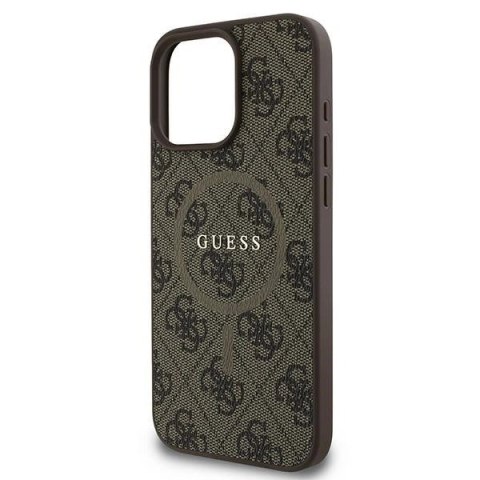 Etui na telefon iPhone 16 Pro Guess 4G Ring MagSafe brązowe