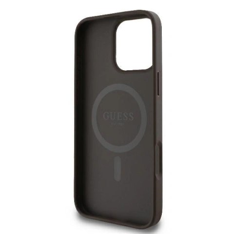 Etui na telefon iPhone 16 Pro Guess 4G MagSafe brązowe paski