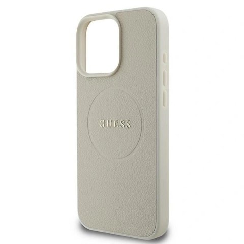 Etui na telefon iPhone 16 Pro Guess Grained Ring MagSafe beżowe