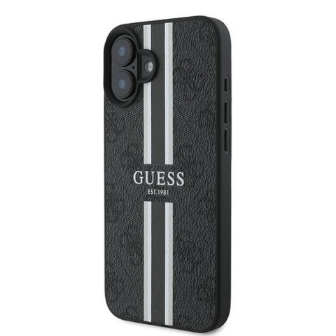 Etui na telefon iPhone 16 Plus Guess 4G MagSafe czarne paski