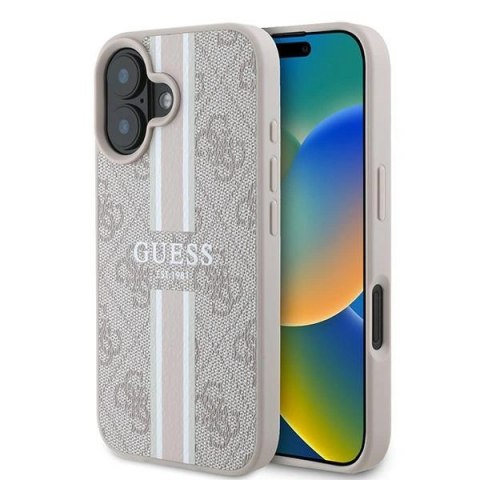 Etui Guess GUHMP16MP4RPSP Apple iPhone 16 Plus hardcase 4G Printed Stripes MagSafe różowy