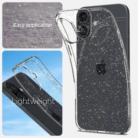 Etui na telefon iPhone 16 Spigen Liquid Crystal przezroczyste brokatowe