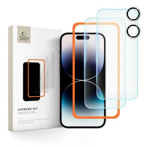 Szkło hartowane iPhone 16 Tech-Protect Supreme Set Clear 3 PACK