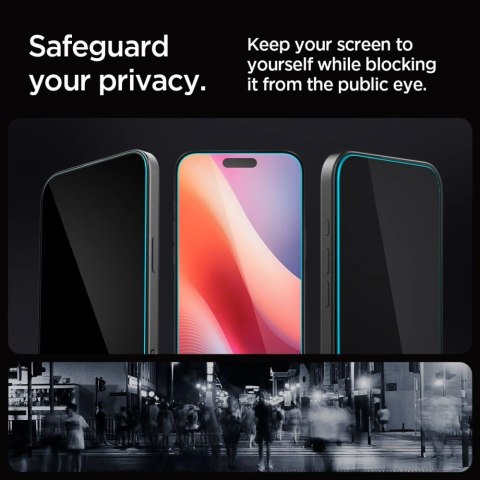 Szkło prywatyzujące iPhone 16 Pro Max Spigen GLAS.tR ez Fit Privacy 2 PACK