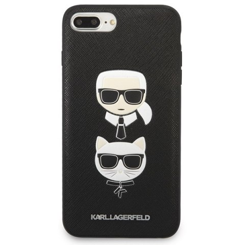 Etui Karl Lagerfeld KLHCI8LSAKICKCBK Apple iPhone 8/7 Plus czarny/black hardcase Saffiano Ikonik Karl&Choupette Head