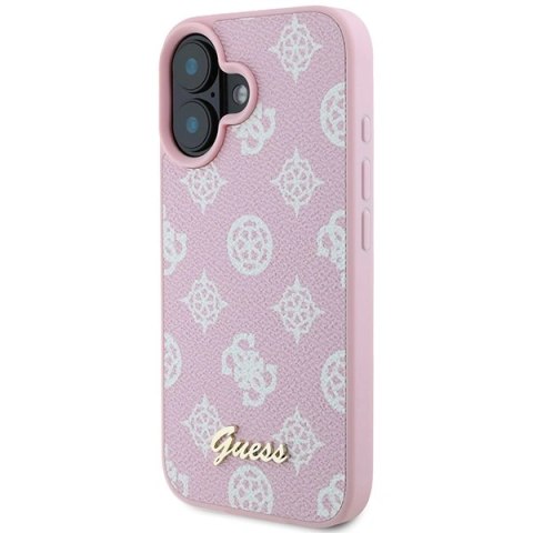 Etui na telefon iPhone 16 Plus Guess Peony Script Logo MagSafe różowe