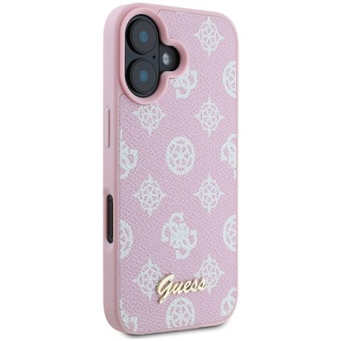 Etui na telefon iPhone 16 Plus Guess Peony Script Logo MagSafe różowe